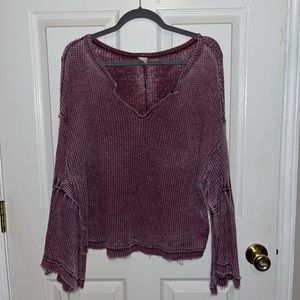 Purple thermal waffle flowy oversized free people top
